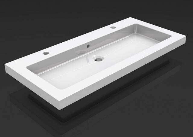 Wiesbaden Kera wastafel enkel met 2 kraangaten 100x46x5 cm keramiek glans wit 39.3806 - Foto 4