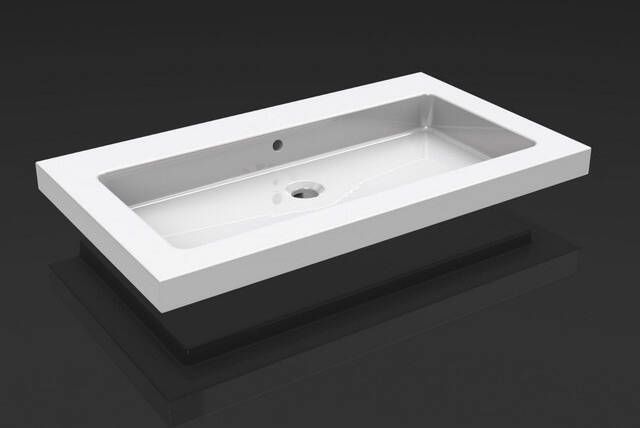 Wiesbaden Meubelwastafel Rechthoek 60x46x5cm Keramiek Glans Wit Zonder Kraangat met Overloop - Foto 2