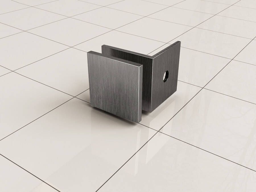 Wiesbaden Less glaskoppelingset voor profielloze inloopdouche 2 stuks gunmetal - Foto 2