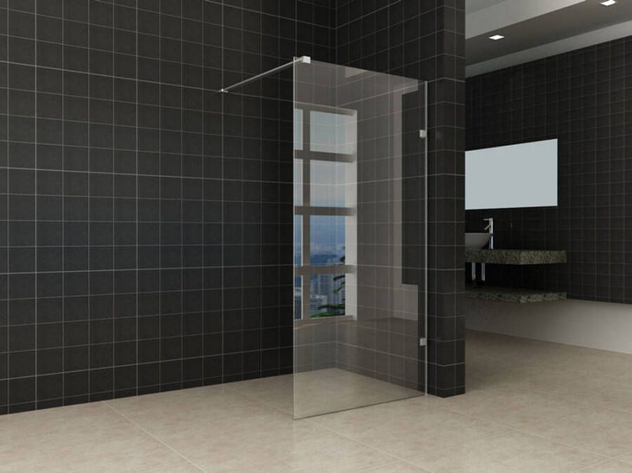 Wiesbaden Inloopdouche Miami 100x200cm Antikalk Helder Glas Chroom Profielloos 8mm Veiligheidsglas Easy Clean - Foto 7