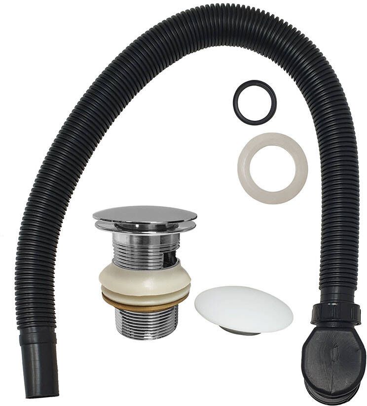 Wiesbaden losse clickwaste 11 2'' en badafvoer t.b.v. tbv solid surface bad chroom & mat-wit