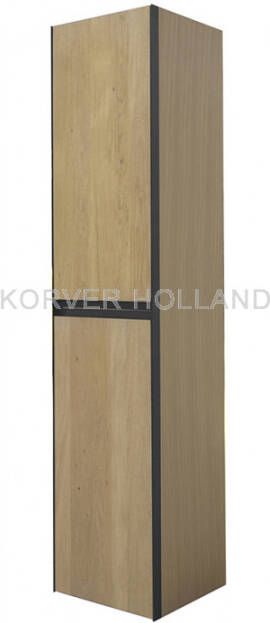 Wiesbaden Kolomkast Lotus Hangend 35x35x210cm Naturel Eik Mat Zwart Omkeerbaar met 2 Deuren - Foto 4