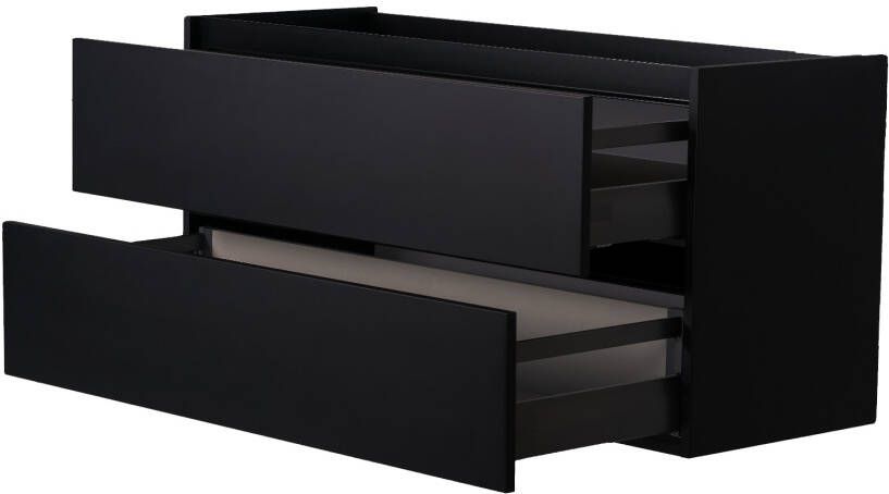 Wiesbaden Badkamermeubel Onderkast Marmaris Hangend 120x46x58cm MDF Mat Zwart Gelakt Softclose Greeploos 2 Uitsparingen - Foto 2