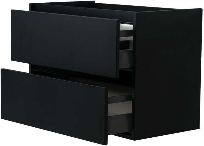 Wiesbaden Badkamermeubel Onderkast Marmaris Hangend 80x46x58cm MDF Mat Zwart Gelakt Softclose Greeploos