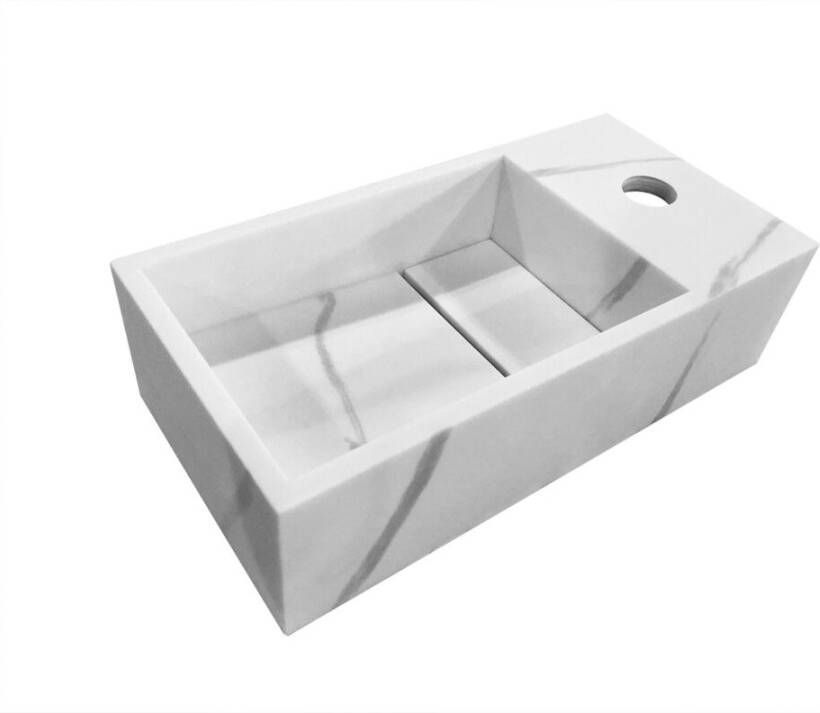 Wiesbaden Noble fontein rechts Solid surface 36 x 18 x 10 cm marmer wit 36.4087 - Foto 4