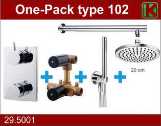 Wiesbaden one-pack inbouwthermostaatset type 102 CHR (20cm)