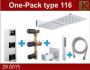 Wiesbaden Regendoucheset Inbouw Muur Valencia 24cm Vierkant Chroom Thermostaatkraan Handdouche Waterval - Thumbnail 3