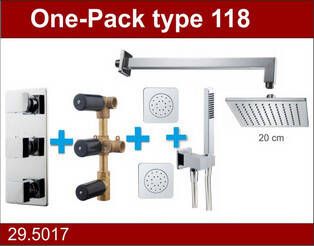 Wiesbaden Thermostatische Inbouw Regendouche Set Type 118 Body Jets Wandarm 20 cm Vierkant incl. Inbouwdeel - Foto 6
