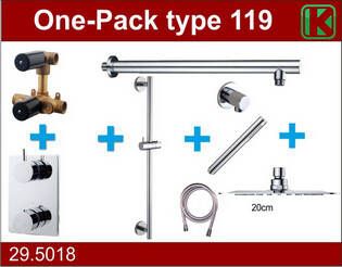 Wiesbaden one-pack inbouwthermostaatset type 119 CHR (20cm ufo)