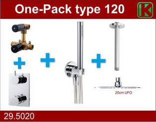 Wiesbaden one-pack inbouwthermostaatset type 120 CHR (20cm ufo)