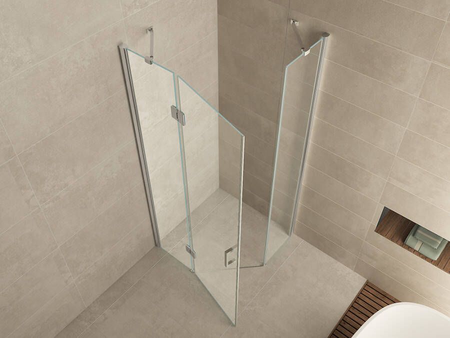 Wiesbaden Pento cabine met 1 draaideur 1000 x 1000 x 2000 x 8 mm nano helder glas chroom