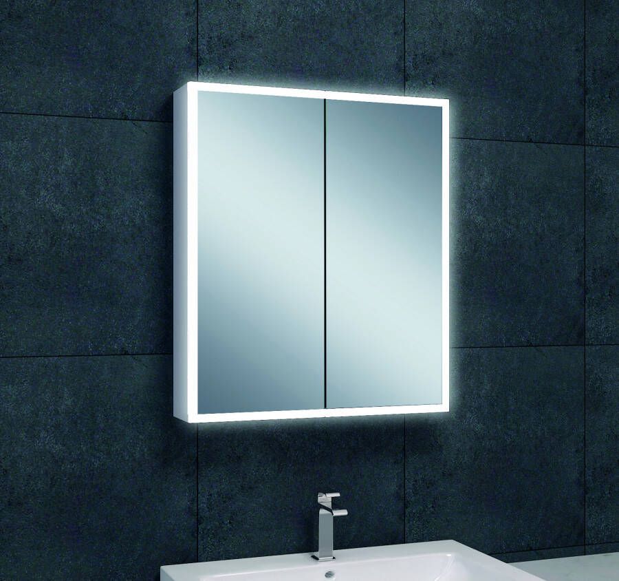 Wiesbaden Spiegelkast Quatro 80x70x13cm Aluminium Geintegreerde LED Verlichting Sensor Lichtschakelaar Stopcontact Glazen Planken - Foto 3