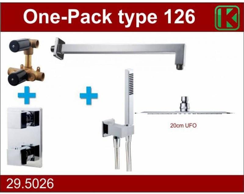Wiesbaden Regendouche Set Inbouw Muur Ufo 20cm Rond Glans Chroom met Thermostaatkraan en Staafhanddouche - Foto 4