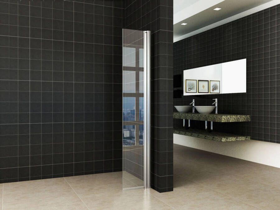 Wiesbaden Zijwand Gescharnierd 30cm Antikalk Helder Glas Chroom Profiel 10mm Veiligheidsglas Easy Clean - Foto 3