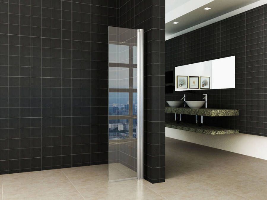 Wiesbaden Zijwand Gescharnierd 40cm Antikalk Helder Glas Chroom Profiel 10mm Veiligheidsglas Easy Clean - Foto 2