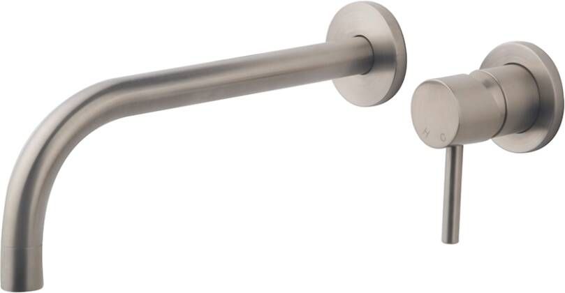 Wiesbaden Wastafelkraan Inbouw Slim Twenty Afbouwdeel Mengkraan Rond Geborsteld Staal 1 Greeps