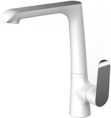 Wiesbaden Keukenkraan Tarma | Opbouw | 360° Draaibaar | Mengkraan | 1-hendel | Rond | Wit chroom - Foto 2