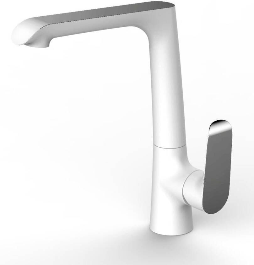 Wiesbaden Keukenkraan Tarma | Opbouw | 360° Draaibaar | Mengkraan | 1-hendel | Rond | Wit chroom - Foto 3