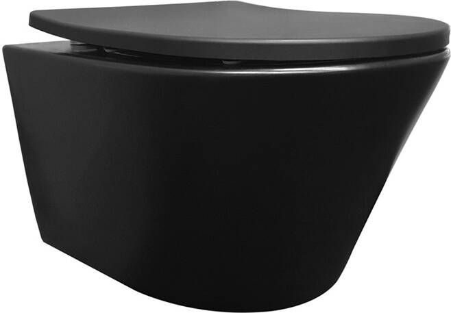 Wiesbaden Vesta wandcloset rimless met Shade slim toiletzitting softclose en quick release mat zwart 32.3412 - Foto 5