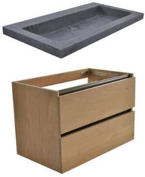 Wiesbaden Vision Oak badkamermeubel zonder kraangat 80x46 eiken