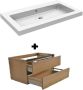 Wiesbaden Vison Oak badkamermeubel keramiek zonder kraangat 60x46cm eiken - Thumbnail 1