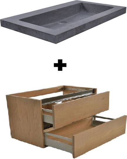 Wiesbaden Vison Oak badkamermeubel zonder kraangat 60x46cm eiken