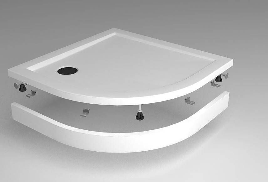 Wiesbaden Voorzetpaneel met Poten 10 cm Hoog tbv 1 4 ronde 90x90 cm Douchebak Acryl Wit - Foto 3