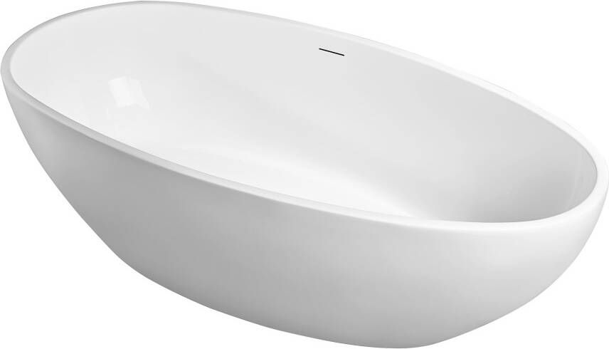 Wiesbaden Vrijstaand bad Ellips wit 180x90 met badvulcombinatie
