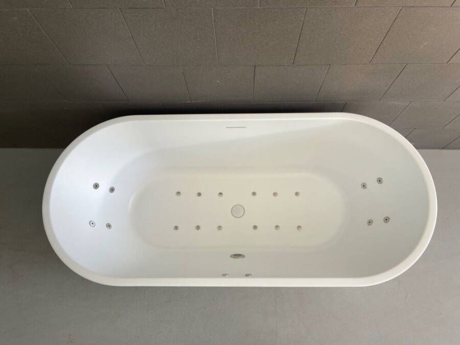 Wiesbaden vrijstaand bubbelbad 178x80 Libero mat wit RVS