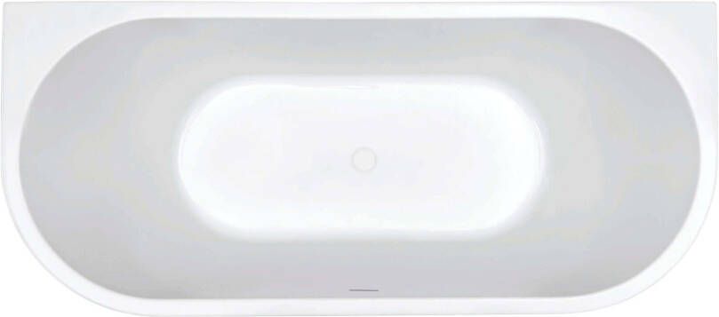 Wiesbaden Ligbad Half Vrijstaand Wall Rechthoek 75x170x58cm Glasvezelversterkt Hoogwaardig Acryl Glans Wit met Badwaste en Overloop - Foto 5