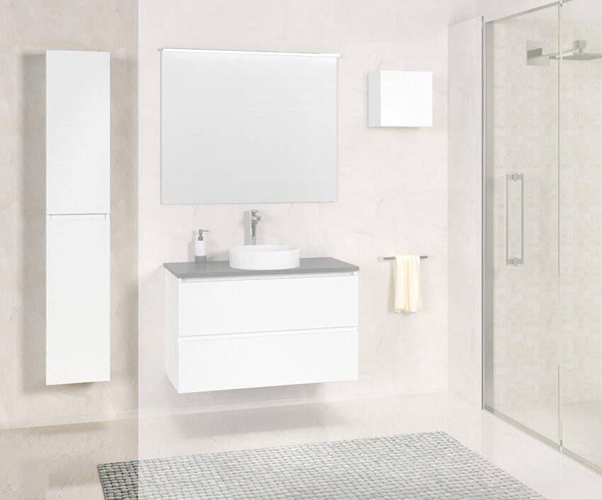 Xellanz Badkamerkast Wiesbaden Bologna Hangend 160x40x35cm MDF Mat Wit Softclose Greeploos - Foto 2