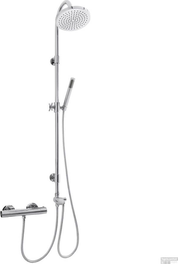 Xellanz Doucheset Altara Opbouw Rond Chroom Thermostaatkraan Glijstang Regendouche Handdouche