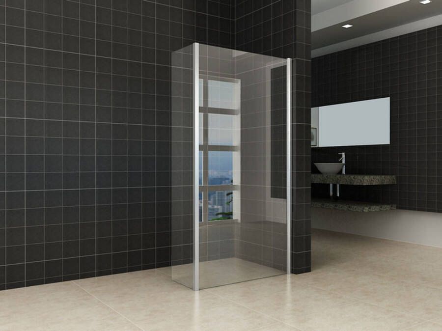 Xellanz Inloopdouche Eco met Zijwand 80x200cm 30x200cm Antikalk Helder Glas Chroom Profiel 8mm Veiligheidsglas Easy Clean - Foto 2