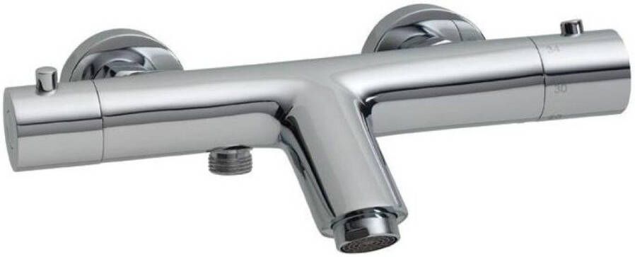 Xellanz Badkraan Rio 15cm Hartafstand Thermostatisch Opbouw Rond Chroom 2 Greeps met Onderuitloop - Foto 3