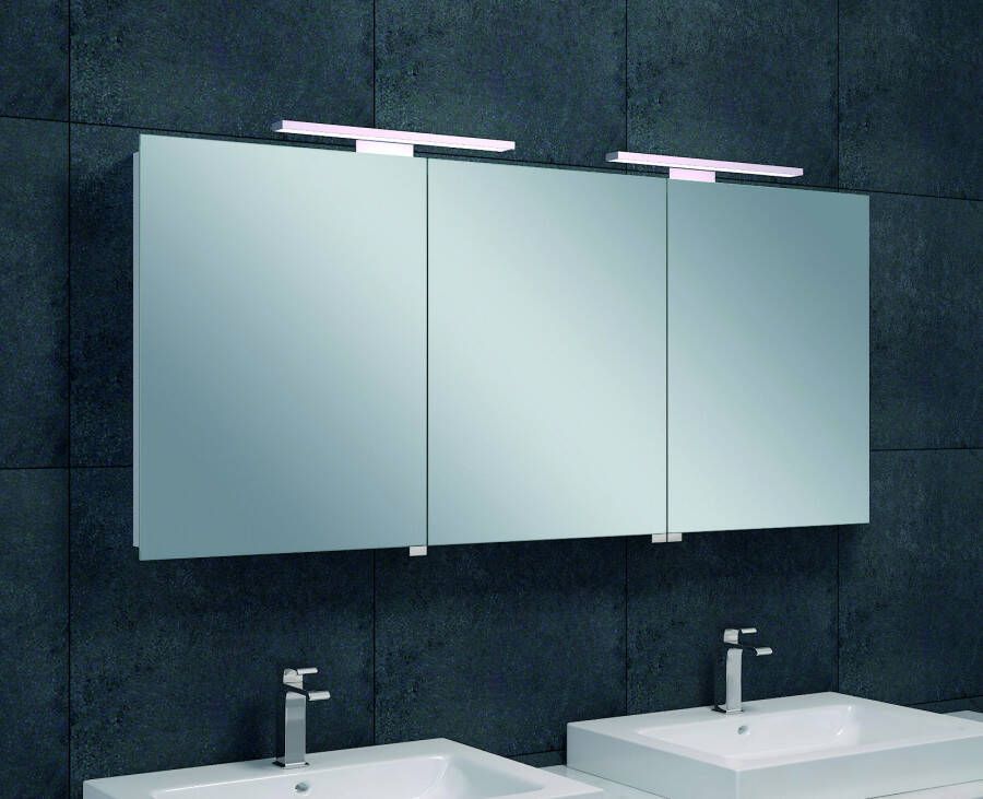Xellanz Spiegelkast Larissa 140x60x14cm Aluminium LED Verlichting Stopcontact Binnen en Buiten Spiegel Glazen Planken - Foto 2