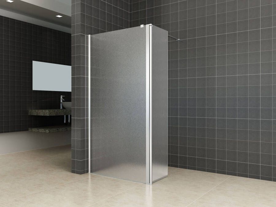 Wiesbaden Douchewand Miami 35x200cm Antikalk Melkglas Chroom Links Scharnierend Profiel 10mm Veiligheidsglas Easy Clean - Foto 3