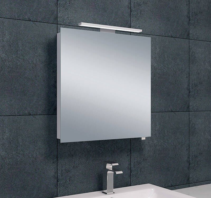 Xellanz Spiegelkast Larissa 60x60x14cm Aluminium LED Verlichting Stopcontact Binnen en Buiten Spiegel Glazen Planken - Foto 3
