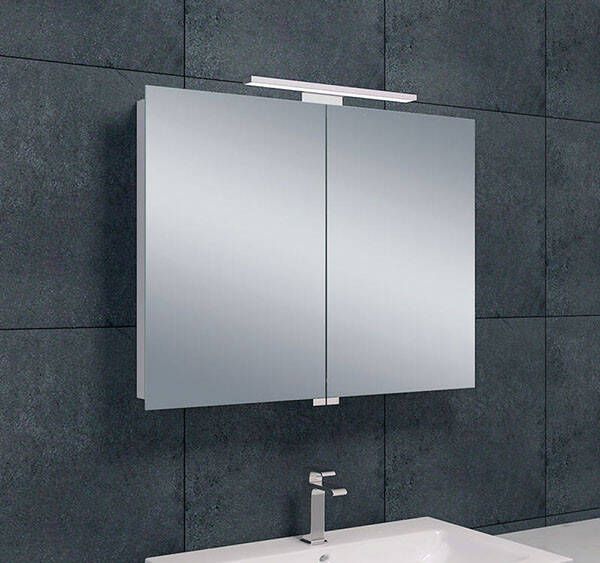 Xellanz Spiegelkast Larissa 80x60x14cm Aluminium LED Verlichting Stopcontact Binnen en Buiten Spiegel Glazen Planken - Foto 3