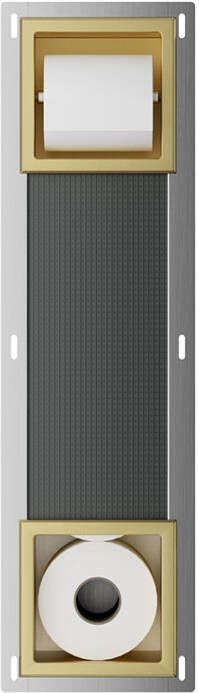 Sub Rocko inbouw toiletrolhouder zonder klep en reserverolhouder 74 x 20 8 x 14 2 cm geborsteld messing - Foto 1