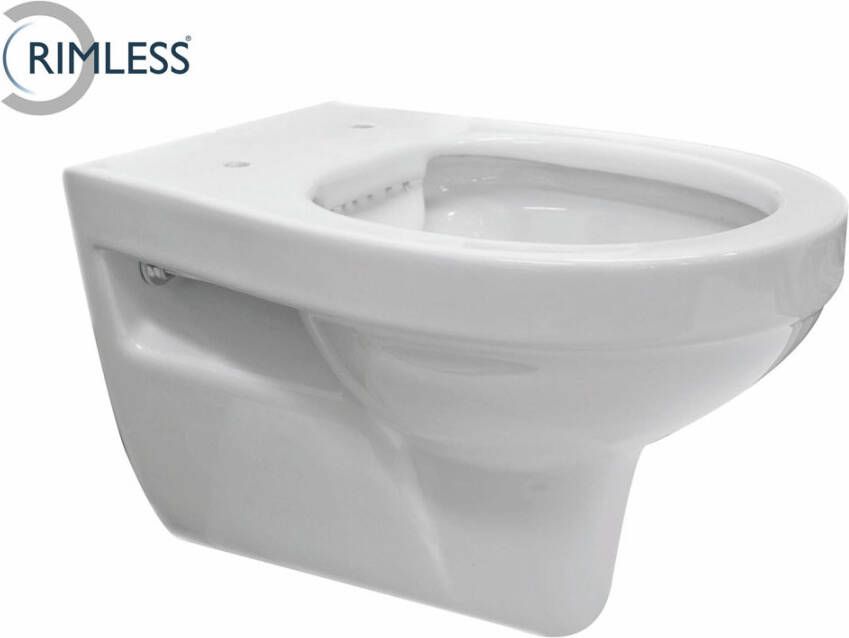 Xellanz Toiletpot Hangend Trevi 53x36 5x36cm Wandcloset Keramiek Diepspoel Nano Coating EasyClean Rimless Glans Wit