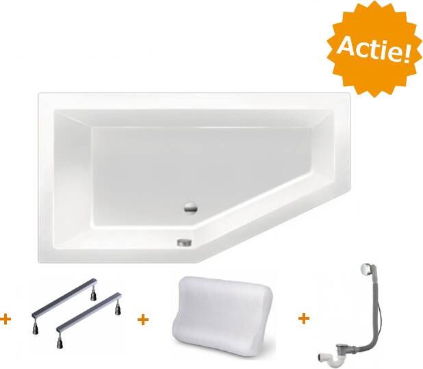 Xenz Ligbad Society compact | Links | 160x90 cm | Incl.Badafvoer | Met overloop | Acryl | Pergamon glans - Foto 11