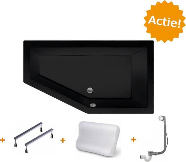Xenz Society 160 ligbad 160x90cm met overloop zonder afvoer Hoekopstelling rechts Acryl Edelweiss mat 6882-03 - Foto 11