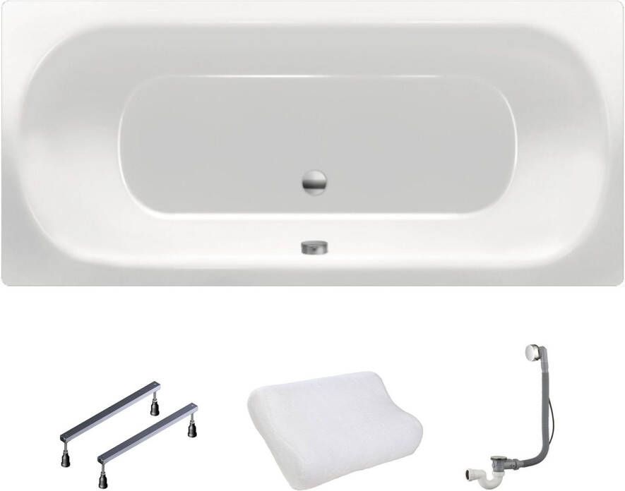 Xenz Ligbad Inbouw Cuba Rechthoek 1-2 Persoons Duobad 80x180x48cm Acryl Wit Hoogglans met Poten