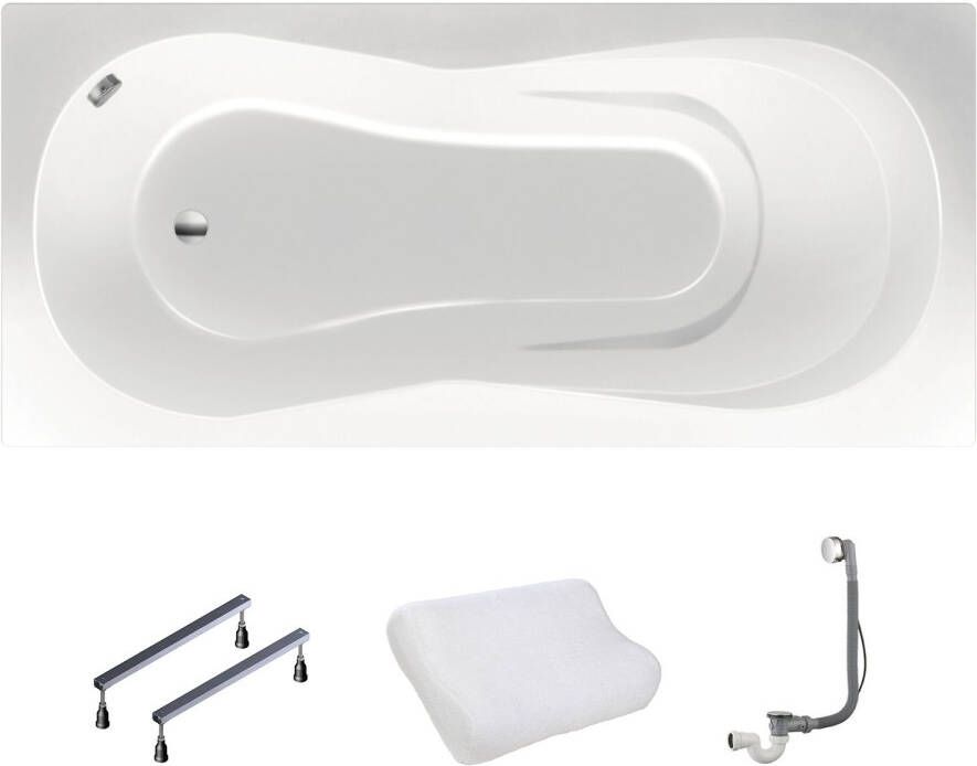 Xenz Ligbad Curacao | Inbouw | 175x80 cm | Incl.Badafvoer | Met overloop | Acryl | Glans wit - Foto 2