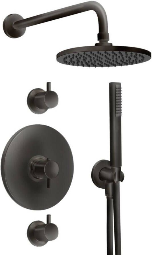 Beterbad Xenz Inbouw Regendoucheset Xenz Duero Thermostatisch met Stopkranen 20 cm met Handdouche Mat Zwart - Foto 2