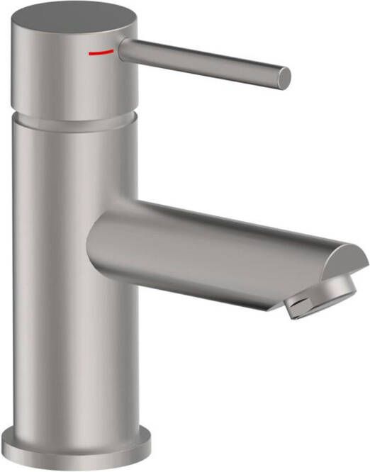 Xenz Wastafelkraan Duero Opbouw Mengkraan 15cm Rond RVS 1 Greeps
