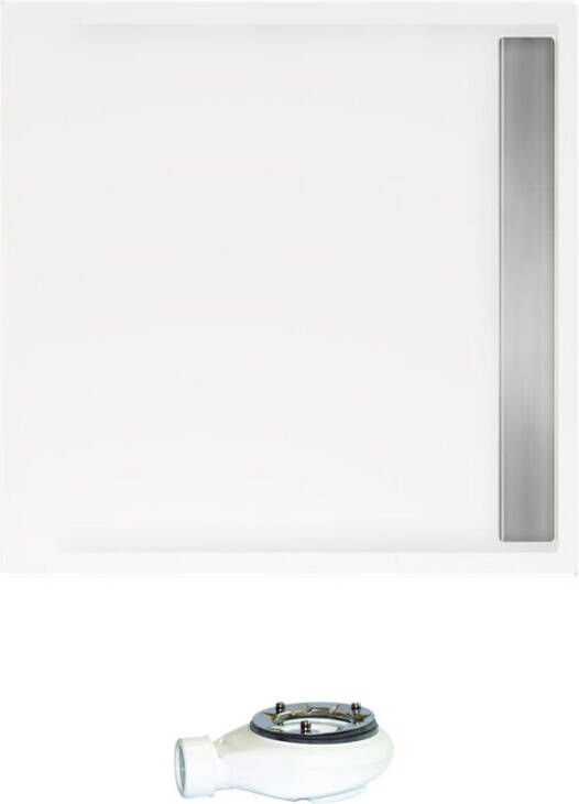 Xenz Easy Tray douchebak met chromen gootcover 100x100 cm wit