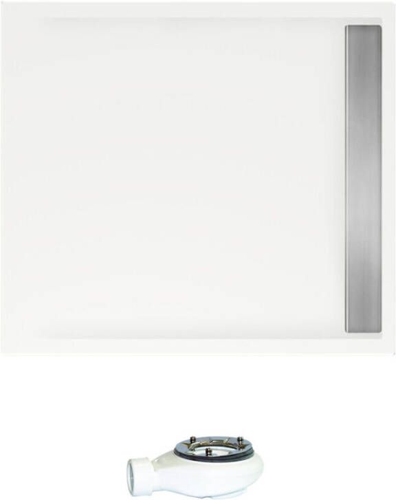Xenz Easy Tray douchebak met chromen gootcover 100x90 cm wit