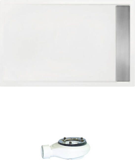Xenz Easy Tray douchebak met chromen gootcover 110x80 cm wit