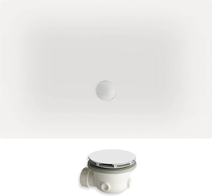 Xenz Douchevloer Flat | 200x100 cm | Incl.Afvoersifon-Chroom | Acryl | Rechthoekig | Wit glans - Foto 3